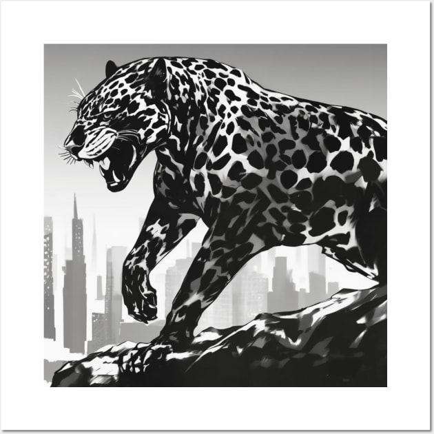 Jaguar Shadow Silhouette Anime Style Collection No. 178 Wall Art by cornelliusy